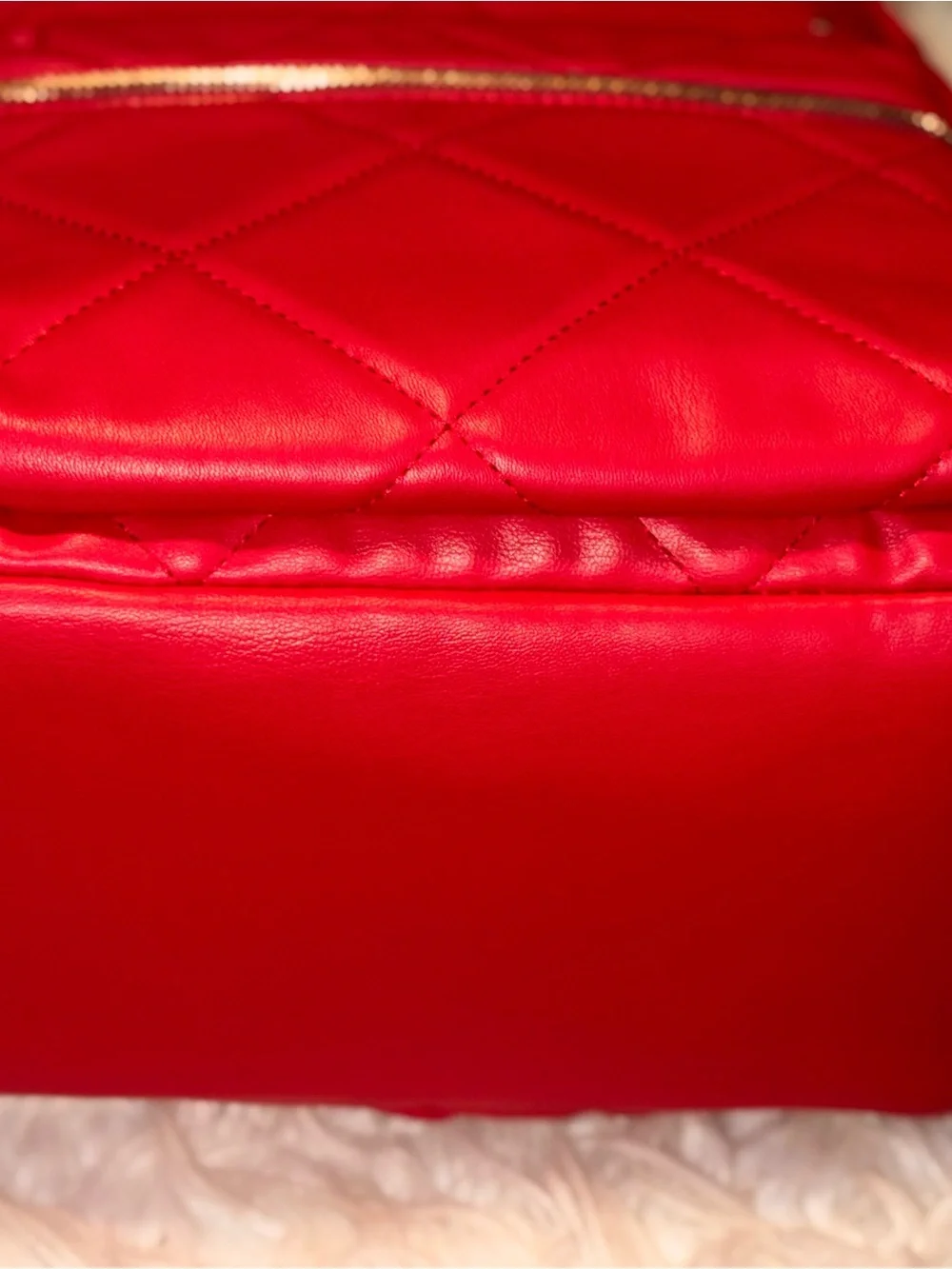 Badgley Mischka Red Quilted Backpack Gold Logo New With Tags